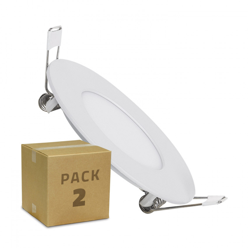 Pack de 2 Dalles LED Ronde 3W Coupe Ø 70mm