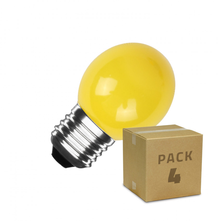 Pack de 4 Ampoules LED E27 G45 3W Jaune