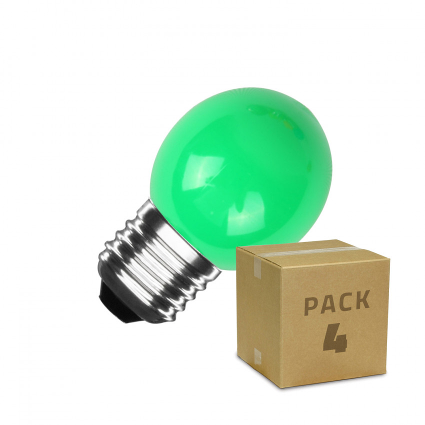 Pack 4 Ampoules LED E27 3W 300 lm G45 Verte