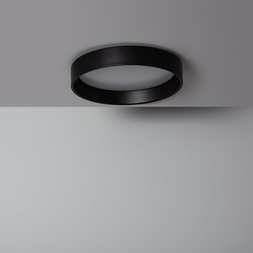 Plafonnier LED Rond Métal CCT Sélectionnable Design 20W Black Ø450 mm