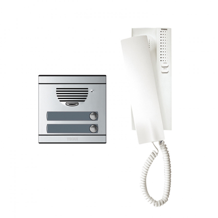 Kit Interphone 2 Logements 2 fils avec Panneau et Téléphones Serie 7 TEGUI 375012