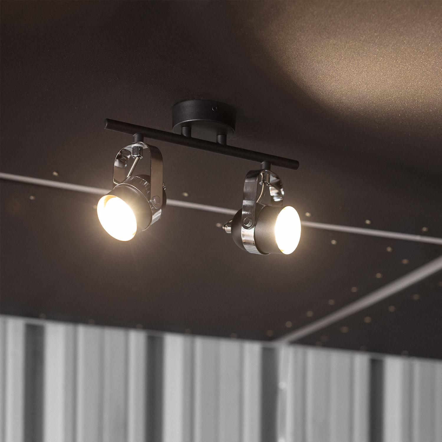 Lampe de Plafond Orientable Cano 2 Spots Noir Noir LEDKIA 
