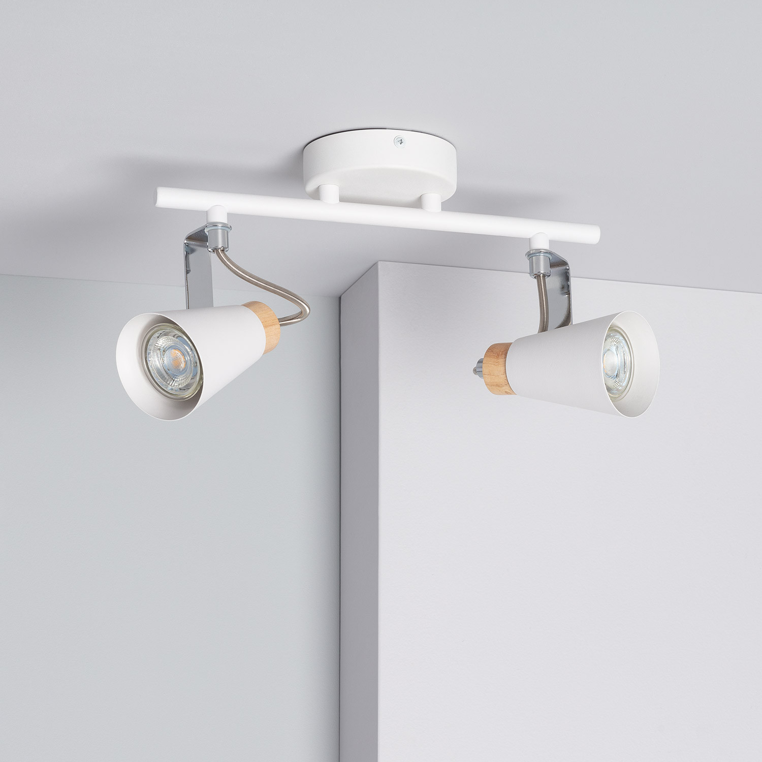 Plafonnier LED 2 Spots Orientables 2 GU10 Spots de plafond Pivotants &  Orientables ,Applique murale LED Blanc mat ,livré sans [526] - Cdiscount  Maison