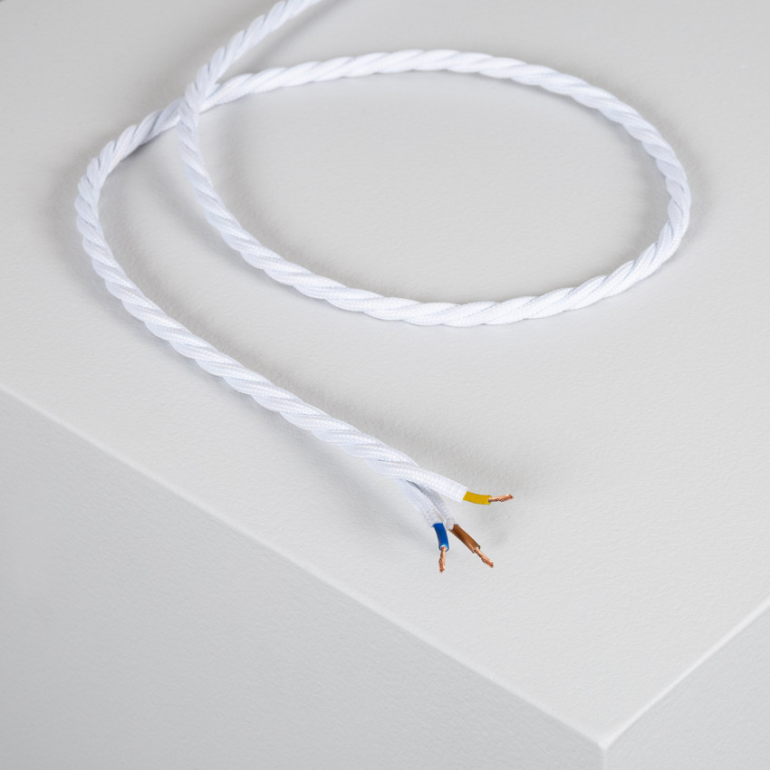 Câble Électrique Textile Tressé Blanc 