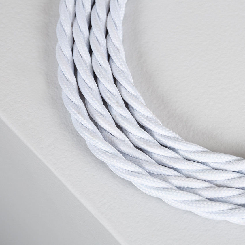 Cable Textil Eléctrico Trenzado Blanco