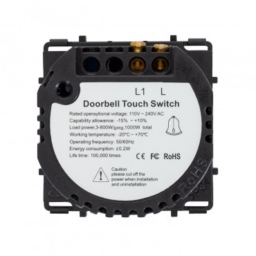 Bouton Poussoir Simple avec Plaque Crystal Noir