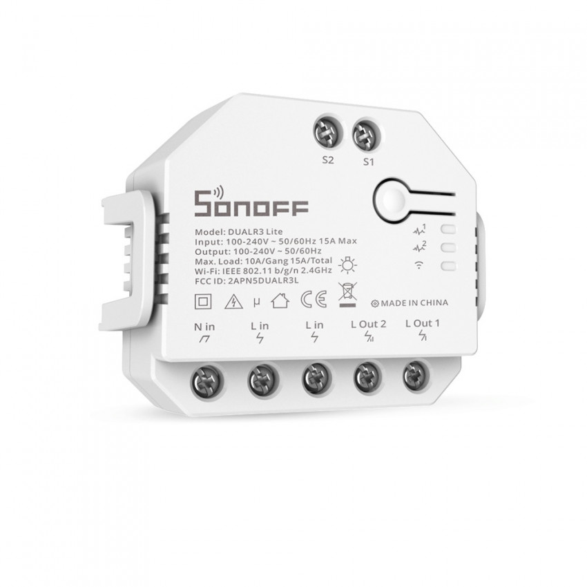 Interrupteur WiFi Compatible avec Double Interrupteur Conventionnel SONOFF Dual R3 Lite 15A