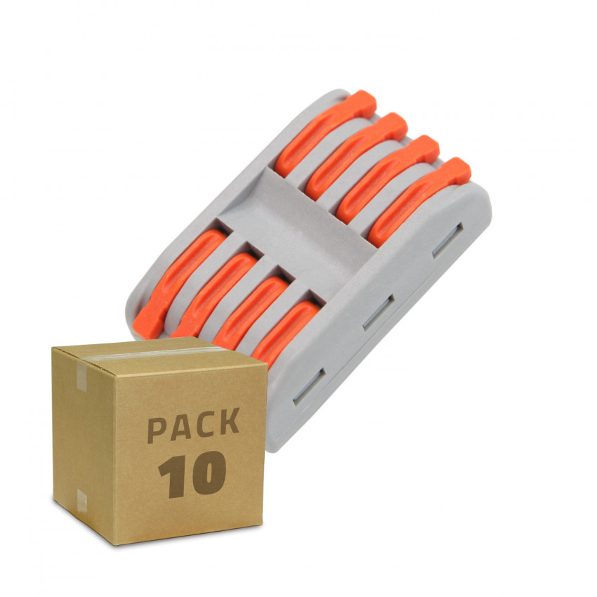 Pack 10 Connecteurs Rapides 4 Entrées et 4 Sorties SPL-4 pour Câble Électrique de 0.08-4mm² 