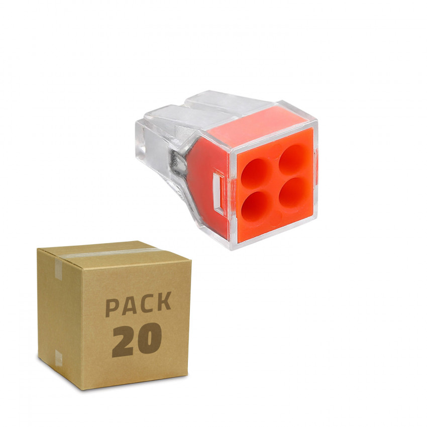 Pack 20 Connecteurs Rapides 4 Entrées 0.75-2.5 mm² 