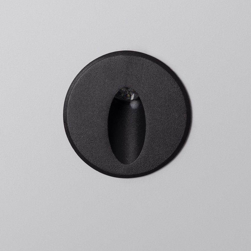 Balise LED Extérieure 3W Encastrable au Mur Ronde Bombée Wabi Noire 