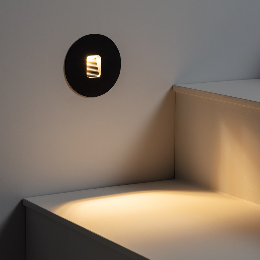 Baliza LED 2W Circular de Aluminio Negro IP65 Grasset