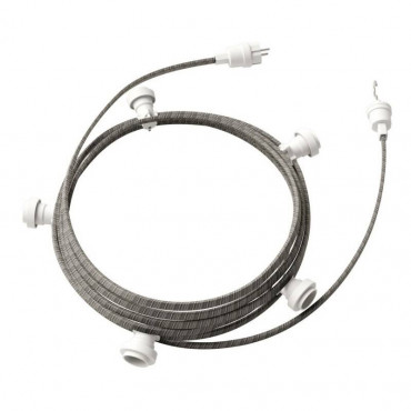 Guirlande Extérieure Lumet System 7.5m avec 5 Douilles E27 Blanche Creative-Cables CATE27B075 Blanc / Gris
