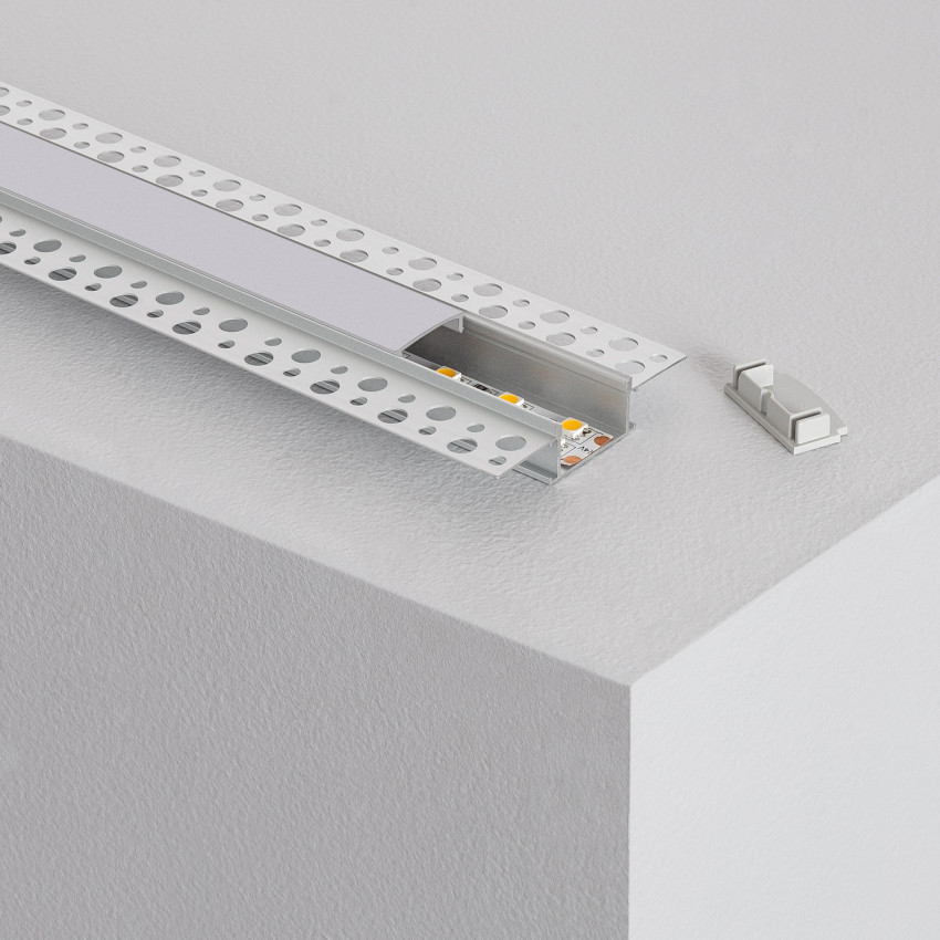Profilé Aluminium Intégration dans Plâtre / Placo pour Double Ruban LED Jusqu'à 20mm
