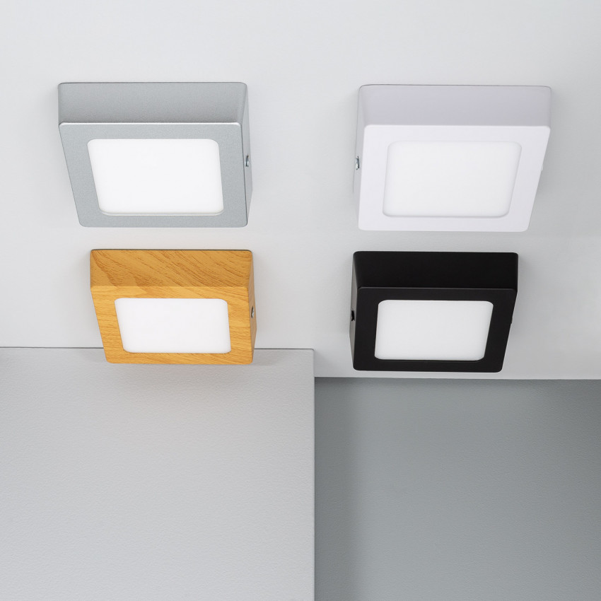 Plafonnier LED Carré Aluminium Slim 6W CCT Sélectionnable Galán 105x105 mm SwitchDimm