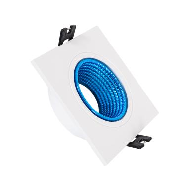 Collerette Downlight Carrée Orientable pour Ampoule LED GU10/GU5.3 Coupe Ø 80mm Bleu
