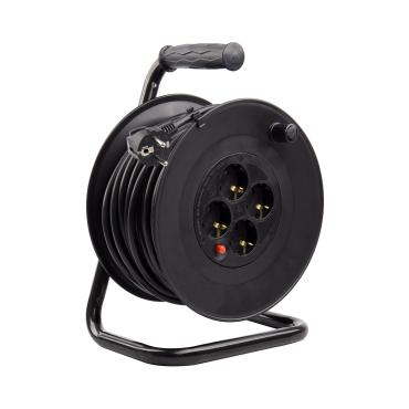 Enrouleur Extensible 50m 3x1.5mm avec Système "Anti-Twist" Noir