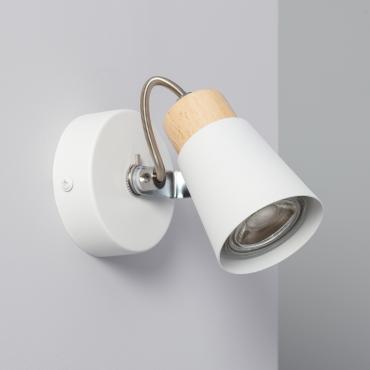 Lampe Murale Orientable Métal et Bois Mara 1 Spot Blanc