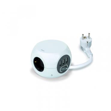 Bloc Multiprise Combiball 3 Prises Type F Schuko + 3 USB-A 1.4m SIMON BM516301 Blanc