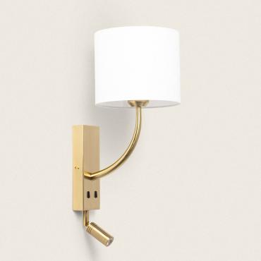 Teylo 2.5W Metal Wall Lamp with Reading Light in Gold - Black