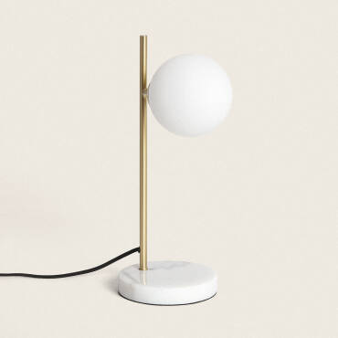 Lune Metal & Glass Table Lamp - White