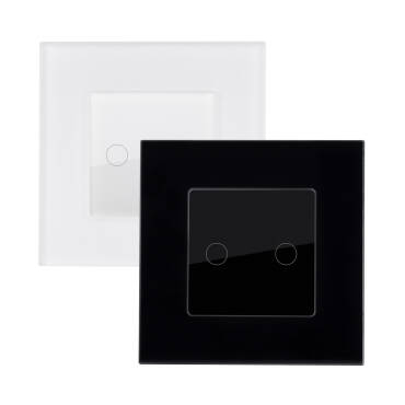 Tactile Double Switch with Modern Glass Frame - White