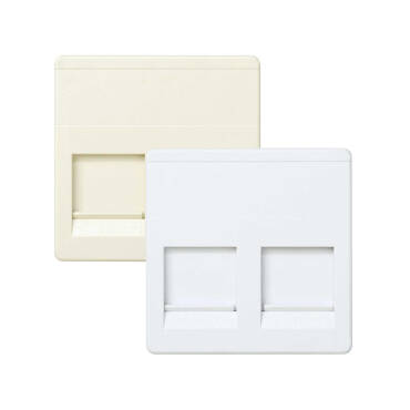 Flat Voice and Data Plate with Dust Cover for 2 AMP RJ45 Connectors Simon 27 Play - Ivory