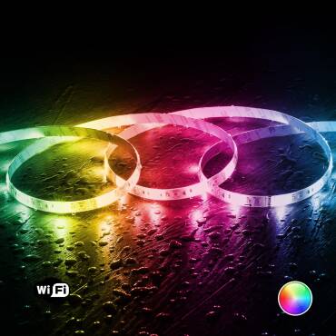 Kit: 5m 12V 72 LED/m IP65 RGBWW Smart Wifi LED Strip cut at Every 12.5 - RGBWW