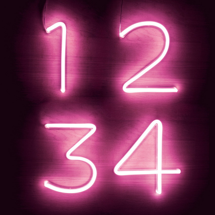 Pink Neon LED Numbers and Symbols
