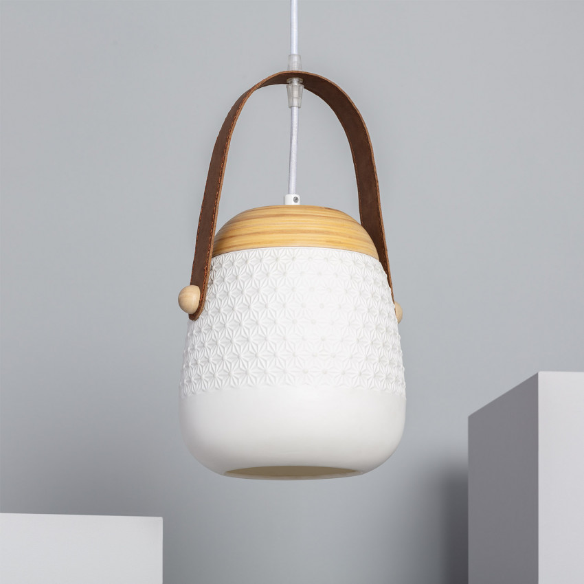 Saquet Ceramic & Leather Pendant Lamp
