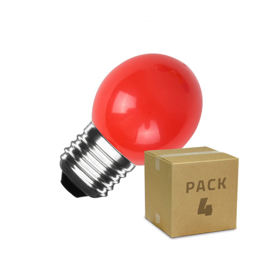 Pack of 4 E27 G45 3W LED Bulb RED