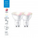 Pack 2 Bombillas LED Smart WiFi + Bluetooth GU10 PAR16 RGBCCT Regulable WIZ 4.9W