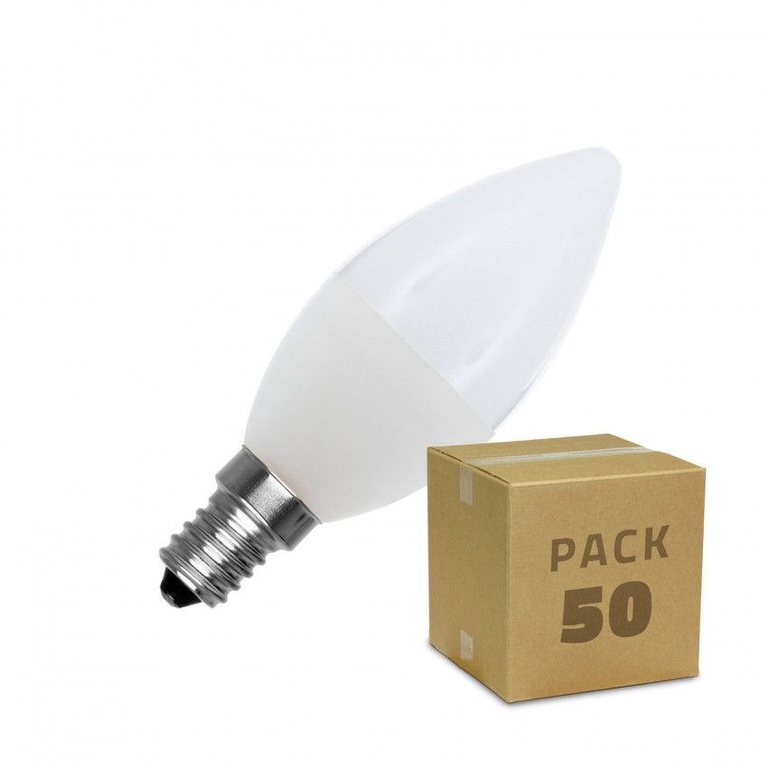 Box of 50 5W C37 E14 LED Bulbs Cool White