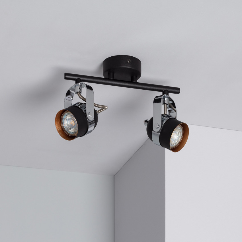 Sinner Adjustable Aluminium 2 Spotlight Ceiling Lamp in Black
