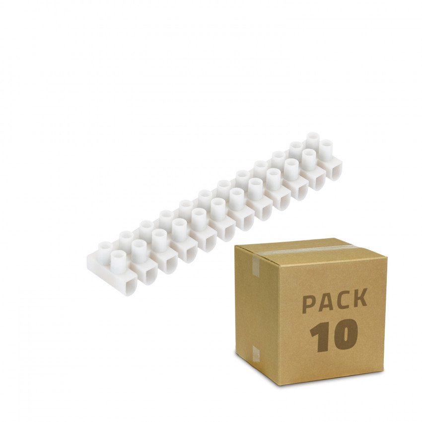 Pack of 10 Power Strip with 12 White Electrical Cable Connectors