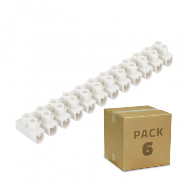 Pack of 6 Power strip with 12 White Electrical Cable Connectors - 10 mm