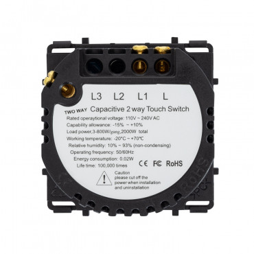 2 Way 1 Gang Touch Switch with Modern Glass Frame - White