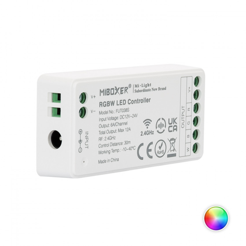 MiBoxer FUT038S RGBW 12/24V DC LED Dimmer Controller