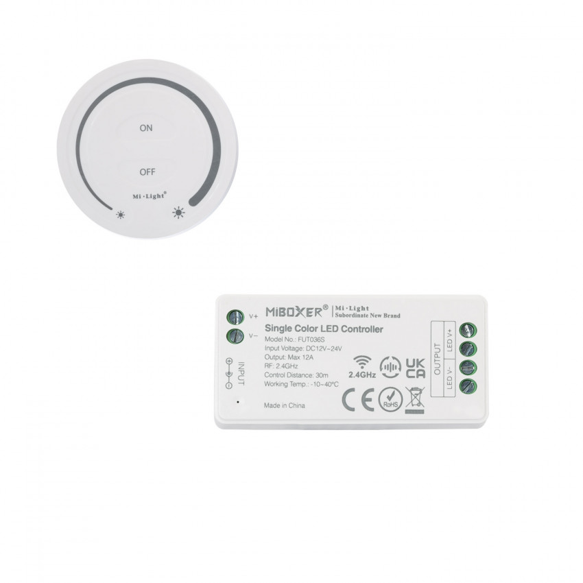 MiBoxer 12/24V DC Monochrome Dimmer + RF Remote Control
