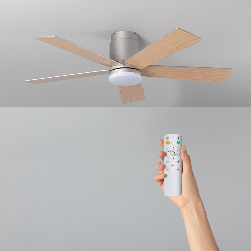 Flatiron Outdoor Wooden LED Ceiling Fan with DC Motor 132cm