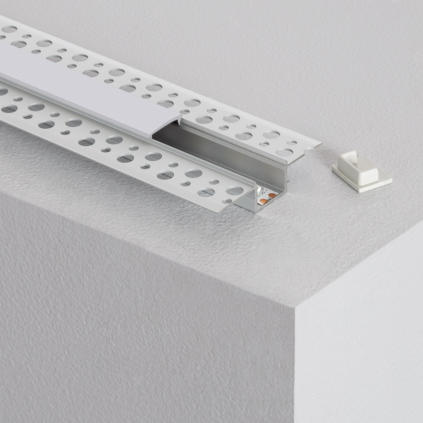 Integrated Plaster/Plasterboard Aluminium Profile with Continous Cover  for LED Strips up to 15 mm