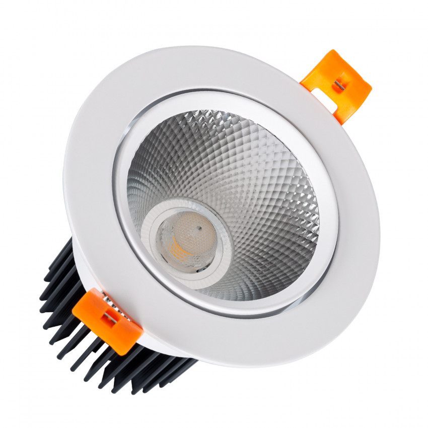White Round 15W Adjustable (UGR19) Expert Colour CRI92 COB No Flicker LED Downlight Ø 90mm Cut-Out