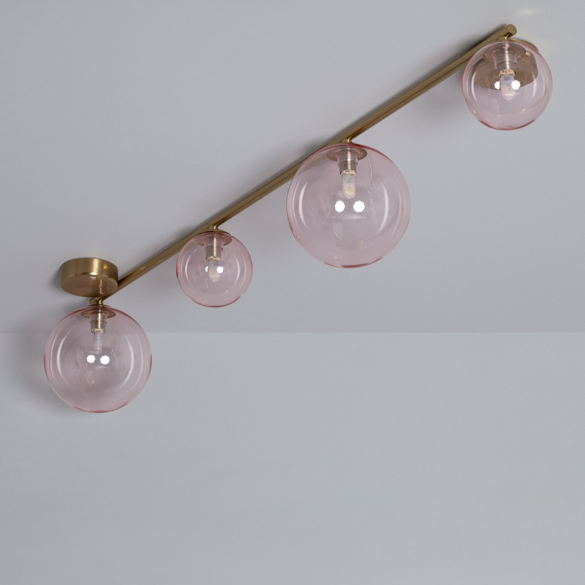 Amatler Metal & Glass 4 Spotlight Ceiling Lamp