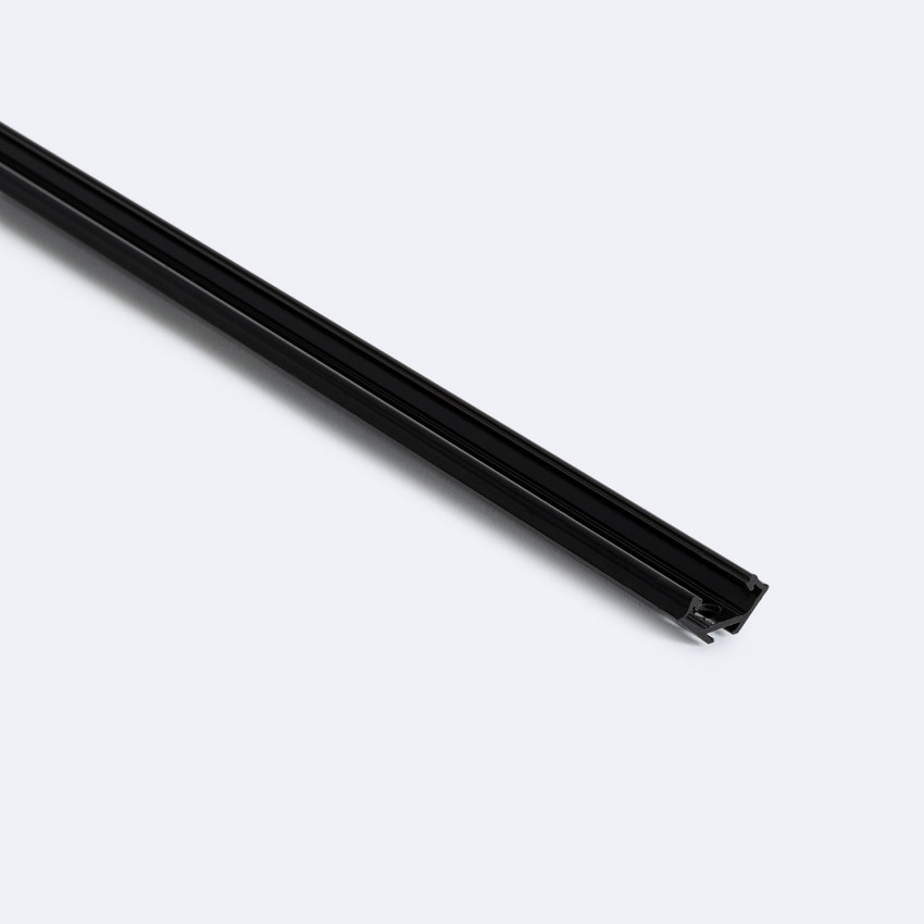 Perfil Aluminio de Superficie Semicircular 2 m Difusor Negro para Doble Tira LED 15º Inclinación Con Agujero