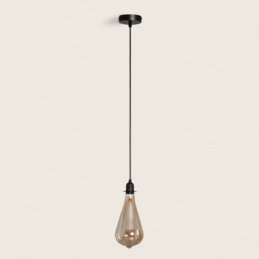 Black Pendant Lamp with Black PVC Cable for Outdoors IP65 