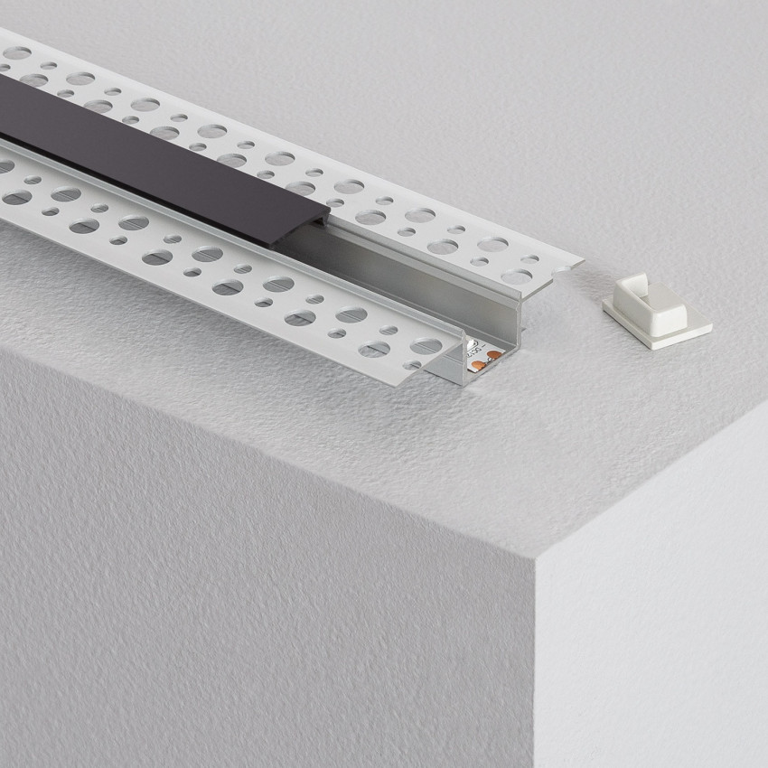 1m Aluminium Profile Recessed in Plaster / Plasterboard for LED Strip 