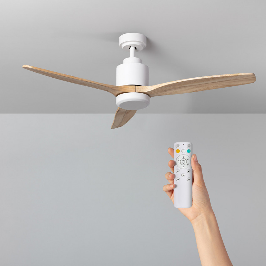 Mersin Wooden White Outdoor Ceiling Fan with DC Motor 132cm 