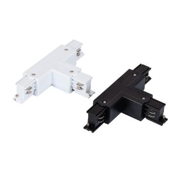 T Connector with Left Side Connection for Three Phase Track - White