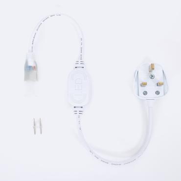 Current Rectifier cable for 220V AC Monochrome 7.5 W/m Neon LED Strip 60 LED/m IP67 Custom Cut every 100cm - White