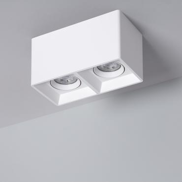 Space Square Double Ceiling Spotlight with GU10 Bulb in White - 6000K