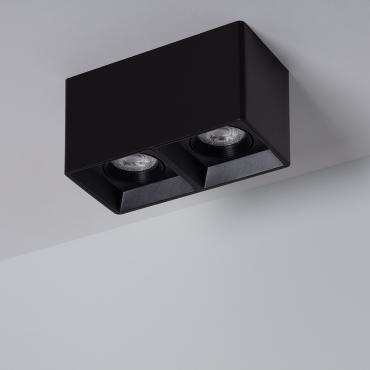 Double Sided Square Ceiling Lamp in Black with GU10 Space Bulb - 2700K